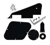 FLEOR Set di battipenna LP/piastra di controllo/copertura interruttore selettore/anello interruttore a levetta/copertura truss root/staffa nera/viti di montaggio per chitarra LP standard, nero a 3