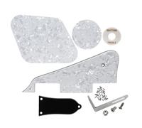 FLEOR Set di battipenna LP/piastra di controllo/copertura interruttore selettore/anello interruttore a levetta/copertura truss root/staffa cromata/viti di montaggio per chitarra LP standard, bianco