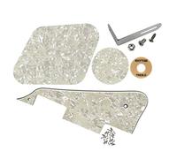 FLEOR Set di battipenna LP/piastra di controllo/copertura interruttore selettore/anello interruttore a levetta/copertura truss root/staffa cromata/viti di montaggio per chitarra LP standard, perla