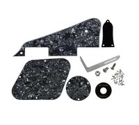 FLEOR Set di battipenna LP/piastra di controllo/copertura interruttore selettore/anello interruttore a levetta/copertura truss root/staffa nera/viti di montaggio per chitarra LP standard, nero perla 4