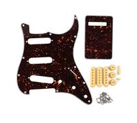FLEOR Set di battipenna per chitarra ST SSS/Piastra posteriore/Coperchi pickup 50mm 52mm (2 pezzi)/Manopola di controllo 2T1V/Punta interruttore/Punta barra, Guscio di tartaruga marrone
