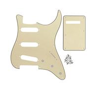 FLEOR Set di battipenna SSS a 8 fori e piastra per chitarra con vite per sostituzione di parti di chitarra stile vintage, crema 3 STi
