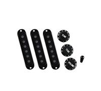 FLEOR Set di cover per pickup single coil 50/52/52 mm con 2 manopole di controllo del volume 1 tono e punta dell'interruttore a levetta a 5 vie, nero