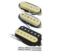 FLEOR Set di pickup Alnico 5 HSS Staggered Single-Coil + Humbucker per chitarra elettrica Fender Strat Manico + Middle + Bridge (14-15K) Crema