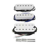 FLEOR Set di pickup HSS Alnico 5 Single Coil e Humbucker Pickup Neck+Middle+Bridge Pickup (8-9K) per chitarra ST, bianco