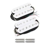 FLEOR Set di Pickup Humbucker a Doppia Bobina Alnico 5 per Chitarra, Set di Pickup per Manico e Ponte, 4 Fili, Base in Ottone ad Alta Uscita, Colore Bianco