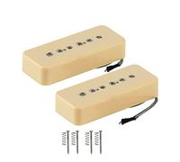 Fleor set di vintage Alnico V Single Coil Soapbar P90 collo ponte pickup 50/52 MM di filo di metallo intrecciato Fit chitarra elettrica, color crema Neck + Bridge Cream