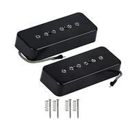 Fleor set di vintage Alnico V Single Coil Soapbar P90 collo ponte pickup 50/52 MM di filo di metallo intrecciato Fit chitarra elettrica, color crema Neck + Bridge Black