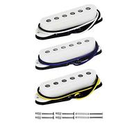 Fleor set Single Coil chitarra collo/medio/ponte pickup magnete Alnico V Flat Pole 50 mm/50 mm/52 MM, colore nero, Inc. Viti e molle Neck/Middle/Bridge White