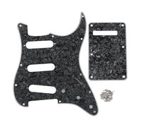 FLEOR SSS - Battipenna per chitarra elettrica a 11 fori, con piastra posteriore e viti per battipenna, set per chitarra ST Style, 4 strati, nero perla