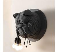 FLEPYHB Applique da Parete per Interni a LED, Lampada da Parete in Resina Bulldog, Design Moderno per Animali, Cane, Creativo, a 3 Luci, Applique da Parete a Forma di Animale Nordico Grigio/Bianco p