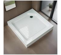 FLEPYHB Base da Bagno Quadrata Antiscivolo, Kit Doccia in Acrilico Bianco con Scarico e Coperchio Rimovibile in Acciaio Inossidabile, Piatto Doccia in Acrilico per Il Montaggio del Bagno