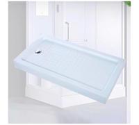 FLEPYHB Kit Piatto Doccia in Acrilico Antiscivolo, Piatto Doccia Bianco con Scarico e Coperchio Rimovibile in Acciaio Inox, Piatto Doccia in Superficie Solida per Il Montaggio del Bagno
