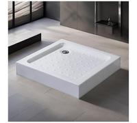 FLEPYHB Kit Piatto Doccia Quadrato in Bianco con Scarico, Piatto Ricevente Doccia in Acrilico con Coperchio Rimovibile in Acciaio Inossidabile, Piatto Doccia in Acrilico per Montaggio Bagno