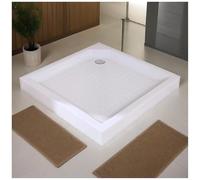FLEPYHB Piatto Doccia Quadrato in Bianco, Piatto Doccia Antiscivolo con Scarico, Piatto Doccia in Acrilico per Montaggio Bagno