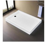 FLEPYHB Piatto Doccia Rettangolare con Scarico, Kit Piatto Doccia in Acrilico Bianco con Coperchio Rimovibile in Acciaio Inox, Piatto Ricevente Doccia Antiscivolo per Bagno
