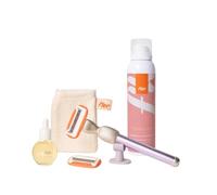 Fler Intimate Shave Set - Kit Rasatura Intima Completo: Rasoio Riutilizzabile in Alluminio, Mousse Rasatura e Detergente ai Prebiotici e Olio Anti Peli Incarniti con Guanto Esfoliante (Lilla, Lilac)