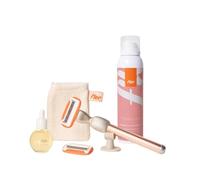 Fler Intimate Shave Set - Kit Rasatura Intima Completo: Rasoio Riutilizzabile in Alluminio, Mousse Rasatura e Detergente ai Prebiotici e Olio Anti Peli Incarniti con Guanto Esfoliante (Rosa, Blush)