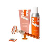 Fler Smooth Skin Set - Rasoio Donna con Supporto e 2 Lamette di Ricambio, Rasoi Unisex, Set con Mousse per la Depilazione e Crema Corpo Lenitiva, Lametta con Aloe Vera (Arancio Sicily, Crema 200ml)