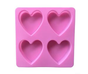 Flessibile 4 Cuori per Dolci Cioccolato Flessibile 4 Cuori | Silicone per sicuro, 4 cavità a per cuore, ideale per sapone liquido e barre solide