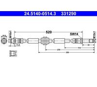Flessibile del freno Assale anteriore per VW CALIFORNIA MULTIVAN TRANSPORTER TRA