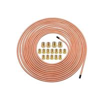 Flessibile Del Freno Tubo flessibile in rame nichelato con tappo a vite da 3/16" di diametro esterno da 1/4" di diametro esterno, comodo avvolgitubo da 25 piedi e 7,62 m(1-4)
