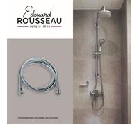 Flessibile doccia - ROUSSEAU - Raccordo universale - Dimensioni compatte - Dadi metallici - Lunghezza 1,50 m - Acciaio inox cromato a presa singola