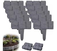 Flessibile in plastica Garden Edging 2,5 m - 10 pezzi Stone Effect Grey Border Fence, No-Dig Landscape Kit per fiori Beds, Walkways & Driveways