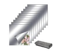 Flessibile Specchi Adesivi, Specchio Adesivo Non Vetro, Specchio da Parete Autoadesivo, 10PCS 20 * 20CM HD Specchio Autoadesivo Specchio Senza Cornice Autoadesivo Pellicola a Specchio Adesiva