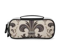 Fleur-de-Lis And Coat Arms Knight - Astuccio per matite grande capacità, piccola borsa per il trucco in pelle PU con cerniera e manico, astuccio portatile per ufficio, cosmetici