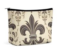 Fleur-de-Lis And Coat Arms Knight - Beauty case da donna, portatile, da viaggio, in pelle PU, con cerniera
