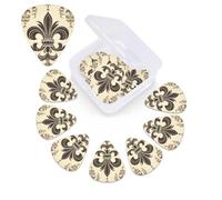 Fleur-de-Lis and Coat Arms Knight - Confezione da 12 plettri per chitarra con scatola organizer, 0,46 0,71 0,96 mm, include sottile spessore medio pesante, plettri astratti per chitarra elettrica