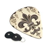 Fleur-De-Lis and Coat Arms Knight, confezione da 6 plettri per chitarra con supporto, plettri per chitarra personalizzati, antiscivolo, portatili, per ukulele, basso, 0,46 mm, per amanti della