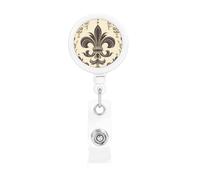 Fleur-de-Lis and Coat Arms Knight - Porta badge retrattile, resistente, con clip per cintura, cordini retrattili, porta carte d'identità, portachiavi, clip per badge, per ufficio, infermiere