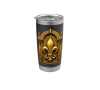 Fleur De Lis Arco Gotico Araldico Francese Ornamento Emblema Bicchiere termico in acciaio inox doppia parete