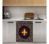Fleur de lis - Calamita per lavastoviglie, coriandoli tradizionali con decorazione magnetica, per frigorifero, cucina, porta, 58,4 x 66 cm