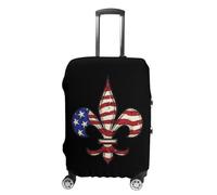 Fleur De Lis - Copertura per bagagli da viaggio con bandiera americana, lavabile, antigraffio, protezione per valigie, Stile:, S