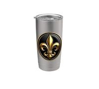 Fleur De Lis Elegante Araldico Distintivo Emblema Arte Bicchiere termico in acciaio inox doppia parete