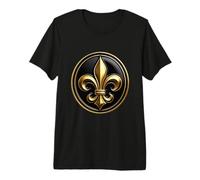 Fleur De Lis Elegante Araldico Distintivo Emblema Arte Maglietta Premium