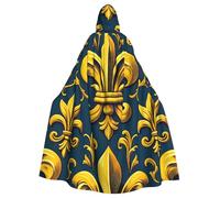 Fleur-De-Lis-Gold-Blue - Mantello da strega con cappuccio, per costume di Halloween, mantello con cappuccio