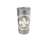 Fleur de Lis - Maglietta da uomo e donna, stile gotico grunge con simbolo di giglio Bicchiere termico in acciaio inox doppia parete