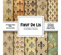 Fleur De Lis Scrapbook Paper: Decorative double sided craft paper Fleur De Lis themed for scrapbooking, card making, junk journal