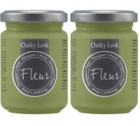 FLEUR DESIGNER'S PAINT | Pittura ad Acqua, Effetto Gesso Naturale, Extra Opaca, Fleur Chalky F46, Colore Grandma Green, Made in Italy, Formato da 130 ml (Confezione da 2)