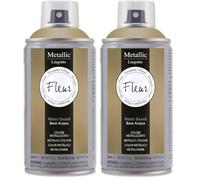 FLEUR DESIGNER'S PAINT | Spray Metallizzato a Base d'Acqua con Altissimo Contenuto di Pigmenti, Fleur Metallic Spray F92, Colore Lingotto, Formato 300 ml (Confezione da 2)