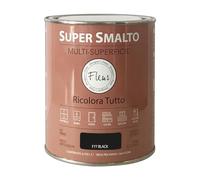 FLEUR DESIGNER'S PAINT | SUPER SMALTO Lavabile e ad Altissima Resistenza, Satinato, 750 ml F77 Black, Pronto all'Uso, a Base Acqua, per Interno - Esterno, Made in Italy