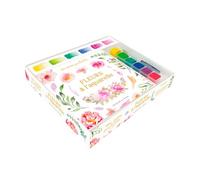 Ma p'tite palette Fleurs à l'aquarelle: Coffret avec 1 palette, 10 planches prêtes-à-peindre et 1 pinceau