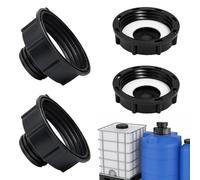 Flewdart 2pcs Adattatore IBC S100 a Riduzione S60 con 2pcs Tappo ibc S60x6, Adattatore 100mm a Riduzione 60mm para cisterna de agua de 1000 litros, depósito para agua de lluvia, contenedor