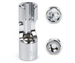 Flewdart bussola sonda lambda 3/8 11 mm, bussola 11 mm a 6 poli SW14 per sonda lambda sensori di temperatura termostati, CRV acciaio al cromo vanadio (3/8 11mm)
