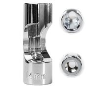 Flewdart bussola sonda lambda 3/8 14 mm, bussola 14 mm a 6 poli SW14 per sonda lambda sensori di temperatura termostati, CRV acciaio al cromo vanadio (3/8 14mm)
