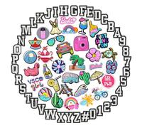 Flewdart Scarpe Charm Lettere Alfabeto A-Z Numero 0-9 72pcs, Pins Lettera Ragazzi Sole spiaggia tartarughe marine tema estivo Per Crocs Spille Shoe Charm Decorativi Accessori DIY (Estate, 72)